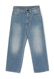 Palm Angels Kids logo-patch straight-leg jeans - Blu