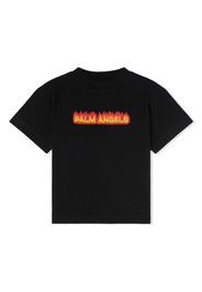 Palm Angels Kids Flames logo-print cotton T-shirt - Nero