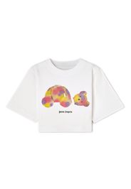 Palm Angels Kids T-shirt crop Bear con stampa - Bianco