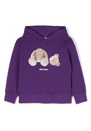 Palm Angels Kids bear-print cotton hoodie - Viola