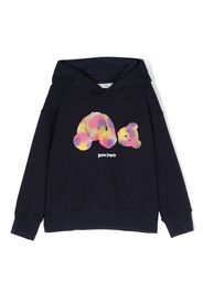 Palm Angels Kids Teddy Bear-print cotton hoodie - Blu