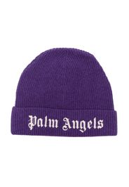 Palm Angels Kids logo-embroidered ribbed beanie - Viola