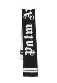 Palm Angels Kids logo-intarsia two-tone scarf - Nero