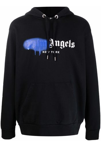 Palm Angels Sprayed logo-print hoodie - Nero