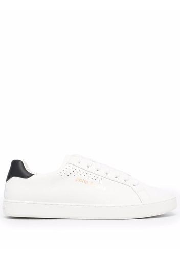 Palm Angels NEW TENNIS SNEAKERS CALF LEA WHITE BLACK - Bianco