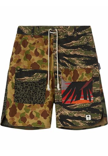 Palm Angels MIXED FABRIC SHORTS MILITARY BLACK - Marrone