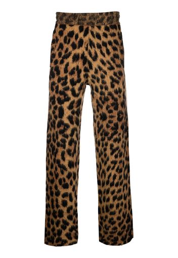 PALM ANGELS animalier brushed track pants - Marrone