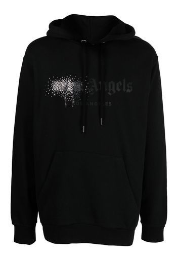 Palm Angels rhinestone-embellished logo print hoodie - Nero