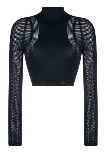 PALM ANGELS Top crop con inserti a rete - Blu