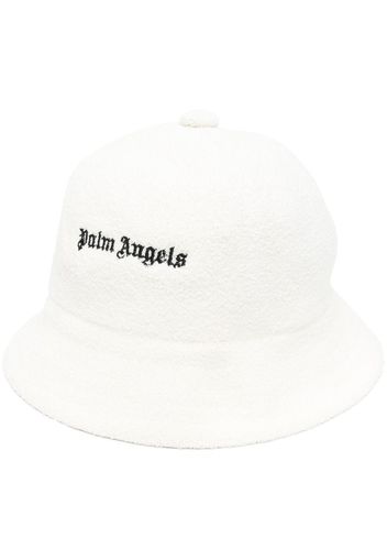 Palm Angels logo-embroidered bouclé bucket hat - Bianco
