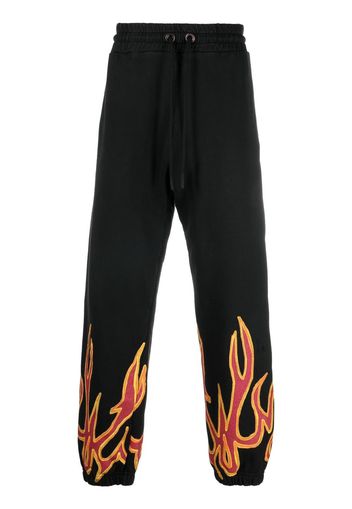 Palm Angels flame-detail cotton joggers - Nero