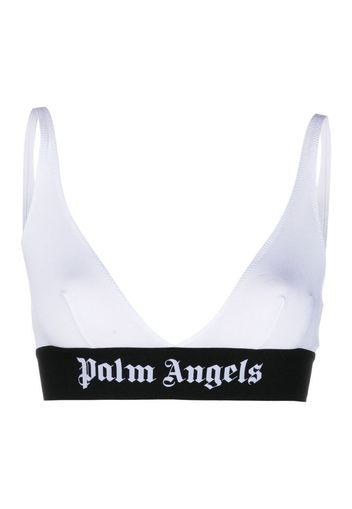 Palm Angels logo-trim triangle bra - Bianco