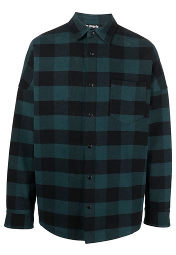 Palm Angels logo-print checked shirt - Verde