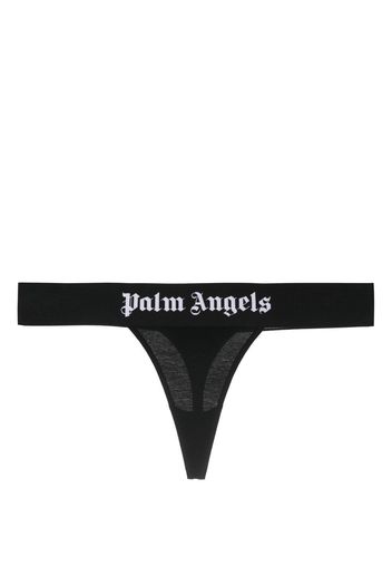 Palm Angels logo-trim stretch-cotton thong - Nero