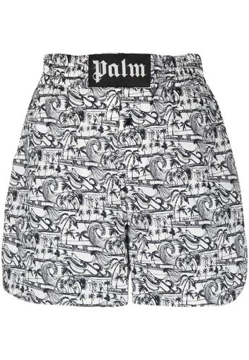 Palm Angels Waves-print boxer shorts - Bianco