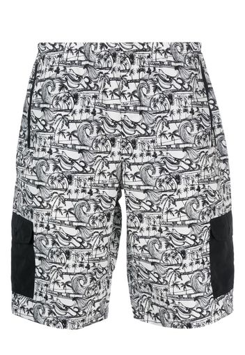 Palm Angels waves-print track short - Bianco