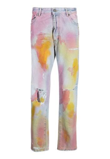 Palm Angels tie dye-print slim-fit jeans - Blu