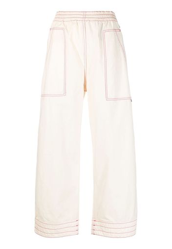 Palm Angels contrast-stitch wide-leg track pants - Toni neutri