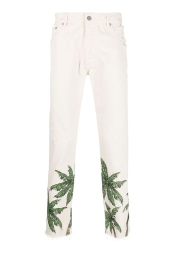 Palm Angels palm tree-print straight-leg jeans - Toni neutri