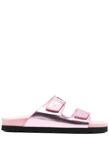 Palm Angels logo-print leather flat sandals - Rosa