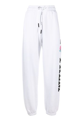 Palm Angels logo-print cotton track pants - Bianco