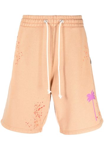 Palm Angels Shorts sportivi con effetto vernice - Marrone