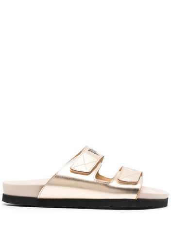 Palm Angels logo-print leather slides - Oro