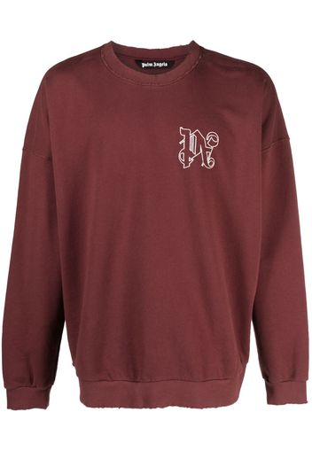 Palm Angels PA Monogram-embroidered cotton sweatshirt - Rosso