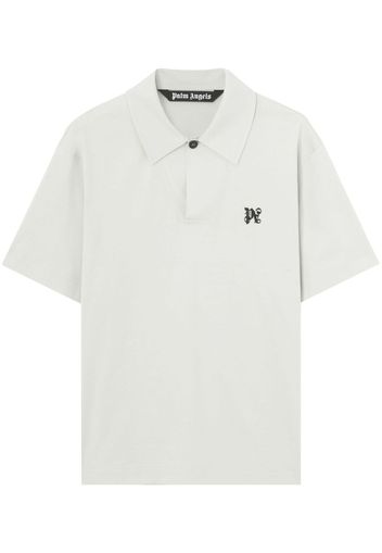 Palm Angels monogram-embroidered cotton polo shirt - Bianco