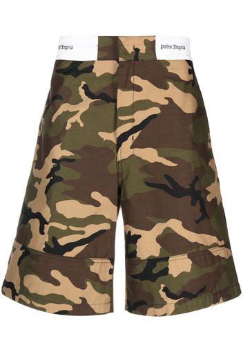 Palm Angels Shorts con stampa camouflage - Verde