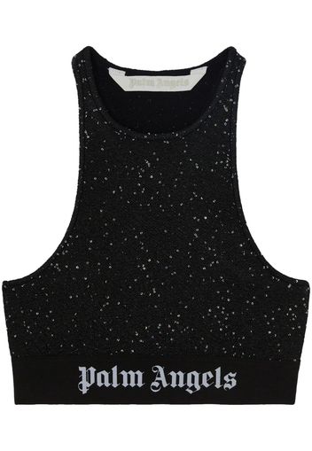 Palm Angels Soiree logo-print crop top - Nero