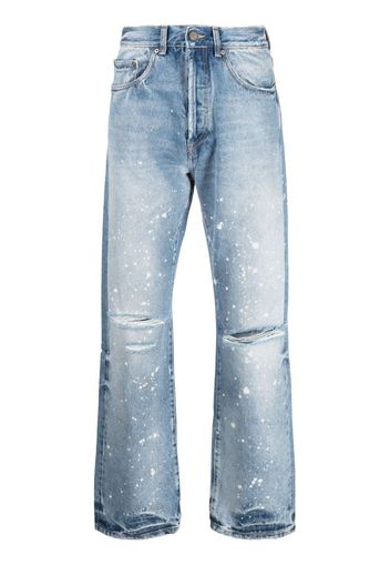 Palm Angels Jeans dritti effetto vernice - LIGHT BLUE BROWN