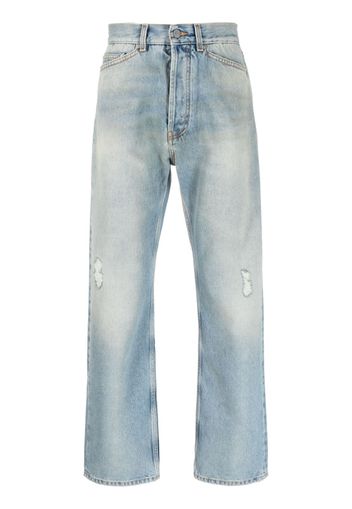 Palm Angels distressed straight-leg jeans - Blu