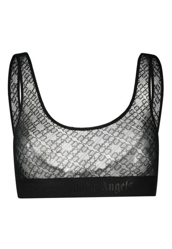 Palm Angels Reggiseno semi trasparente con stampa - Nero