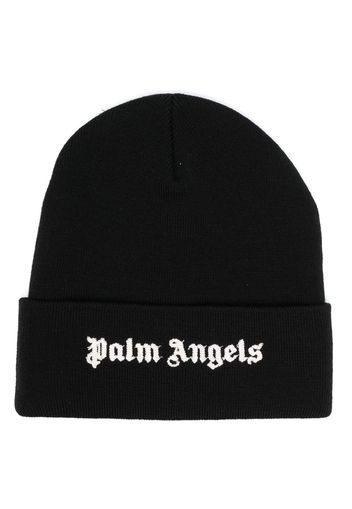 Palm Angels logo-embroidered wool beanie - Nero