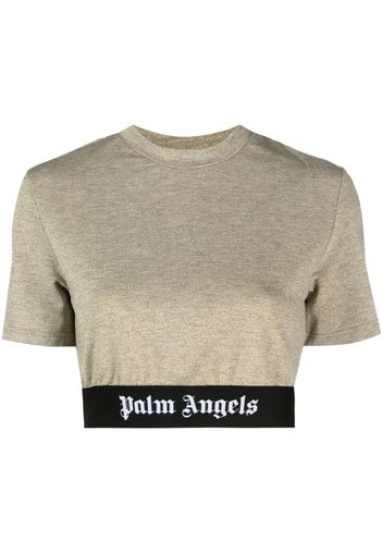 Palm Angels T-shirt crop con banda logo - Oro