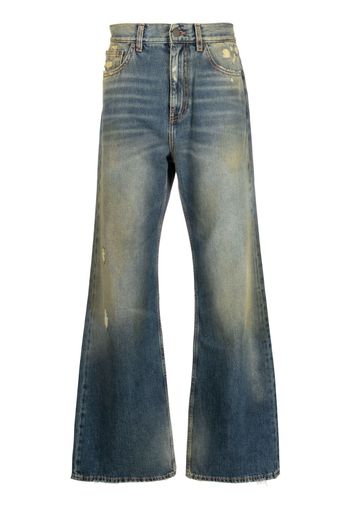 Palm Angels Jeans dritti con effetto vissuto - Blu