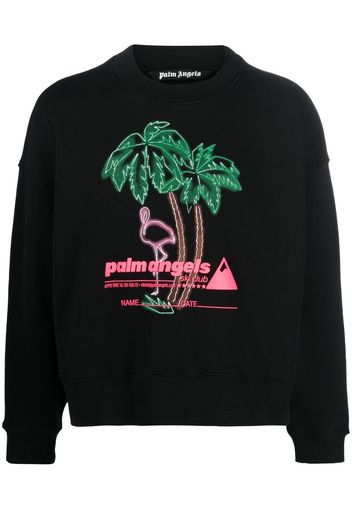 Palm Angels Felpa Ski Club con stampa - 1084 BLACK MULTICOLOR