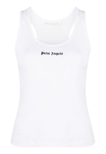 Palm Angels logo-print ribbed tank top - Bianco