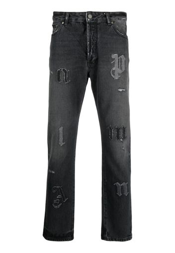 Palm Angels monogram-patch slim jeans - Nero