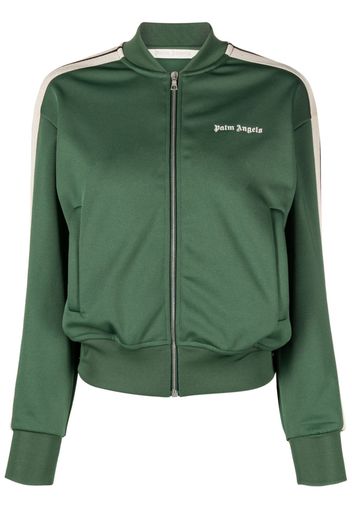 Palm Angels logo-print bomber track jacket - Verde