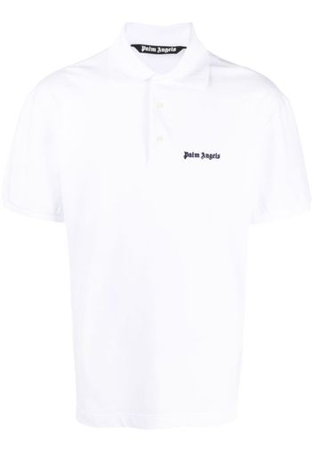 Palm Angels logo-embroidered polo shirt - Bianco