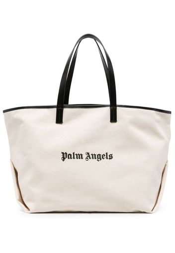 Palm Angels logo-print canvas tote bag - Nero