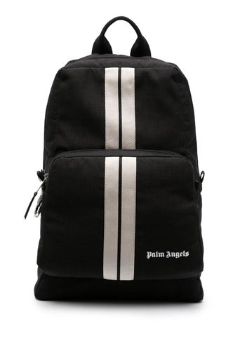 Palm Angels logo-embroidered striped backpack - Nero