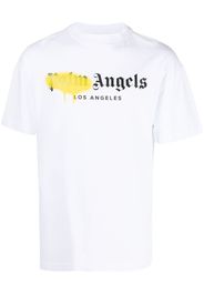 Palm Angels LA SPRAYED LOGO TEE WHITE YELLOW - Bianco