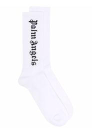 Palm Angels VERTICAL LOGO SOCKS WHITE BLACK - Bianco