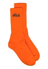 Palm Angels Teddy Bear embroidered ribbed-knit socks - Arancione