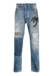 Palm Angels JEANS REGULAR CON LOGO PALM TREE CURVO - Blu