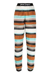 Palm Angels logo-waistband striped knitted track pants - Marrone