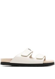 Palm Angels logo-print leather flat sandals - Bianco